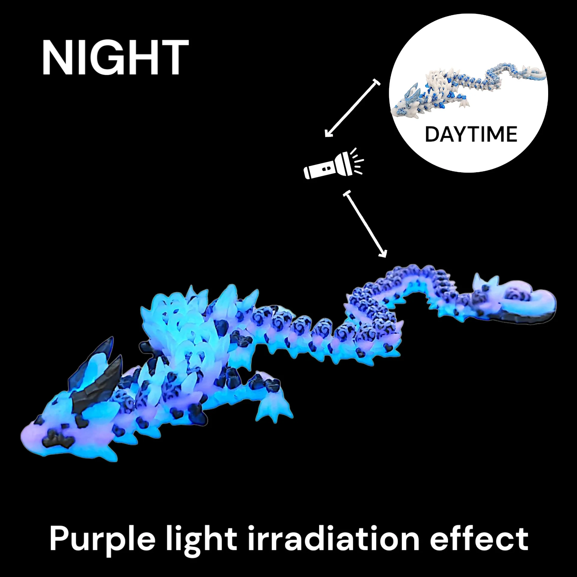 32 cm 3D-Druck Cool Dark Dragon Spielzeug Gelenke Bewegliche Rotierende Simulation Drachen Modell Kreative Geschenk Hause Dekoration Ornamente