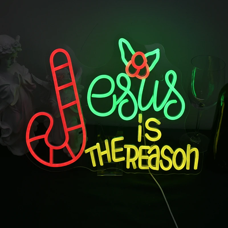 イエスは理由-ネオンサイン-クリスマス-ウォールアート-デコレーション-ネオンライト-usb電源-セレモニー-パーティー-バー-ホーム-聖書-教会-装飾-ギフト