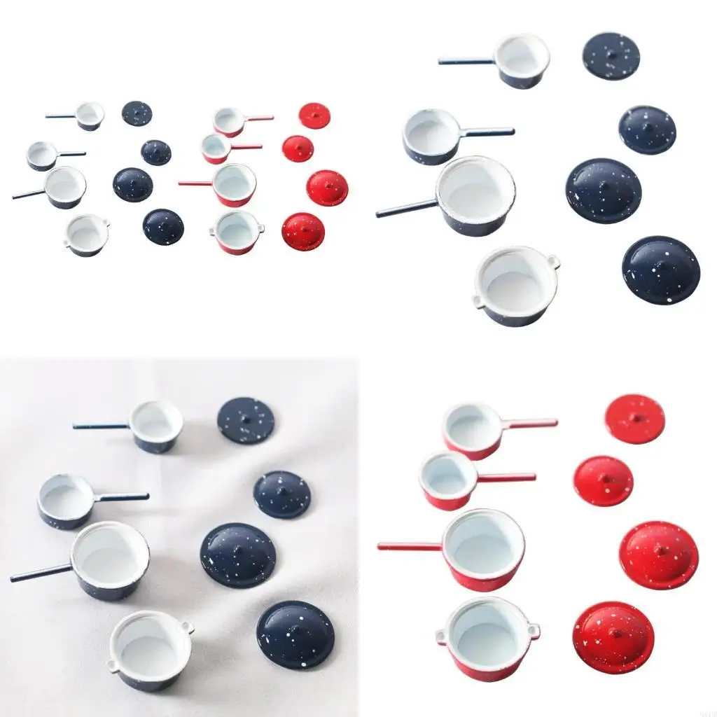 

Pan Toy Set Figure Model Realistic Pot with Lid Stew Pot Dollhouse Pretend Girls Gift with Lid Stew Pot Model Toy