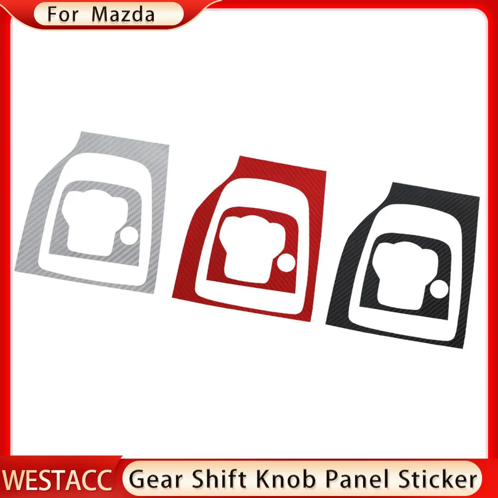 Carbon Fiber Car Gear Head Shift Knob Panel Cover Trim Sticker for Mazda 3 Axela 2014 2015 2016 2017 2018 2019 Accessories view 5