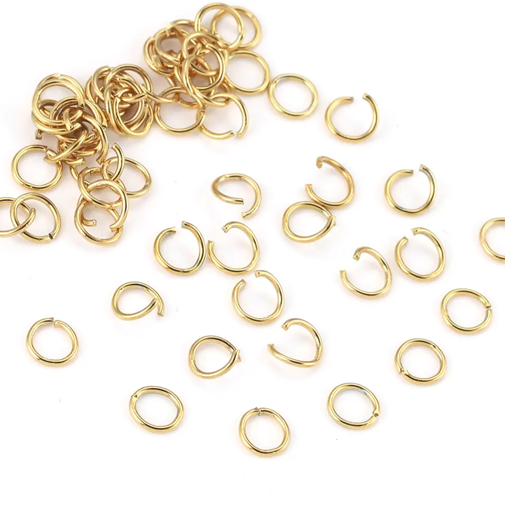 100pcs 4/6/8/10mm Gold-Plate Stainless Steel Jump Rings Open Split Ring Connectors for Jewelry Making Supplies Finding Wholasale