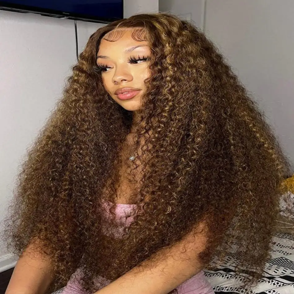 Highlight Curly Wigs HD Lace Frontal wig 13x6 Transparent 100% Human Hair 30 40 Inch Deep Wave Brazilian Wigs For Women Choice