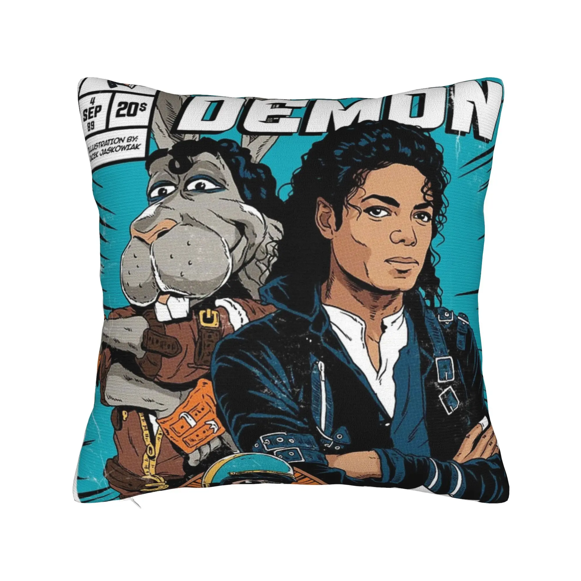 MJ Michael Jackson Speed Demon Pillowcase Printing Polyester Cushion Cover Decoration Throw Pillow Case Cover Chair Zipper 40X40