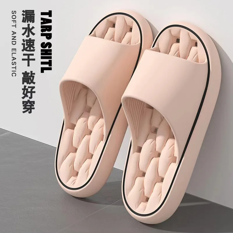 New summer men's simple hollow sandals anti slip and wear-resistant slippers bathroom shower women's couple slippers image 2