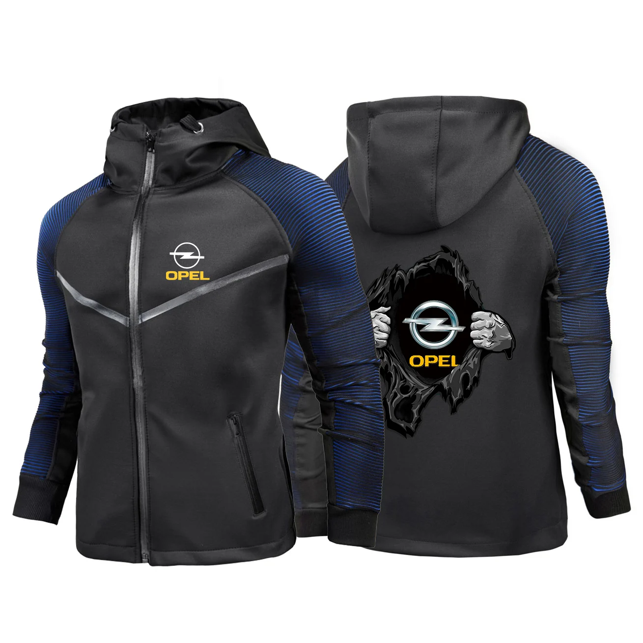 

2024 Men OPEL Spring and Autumn New Racing Suit Hooded Zipper Jacket Sports Printing Comfortable Casual Tops
