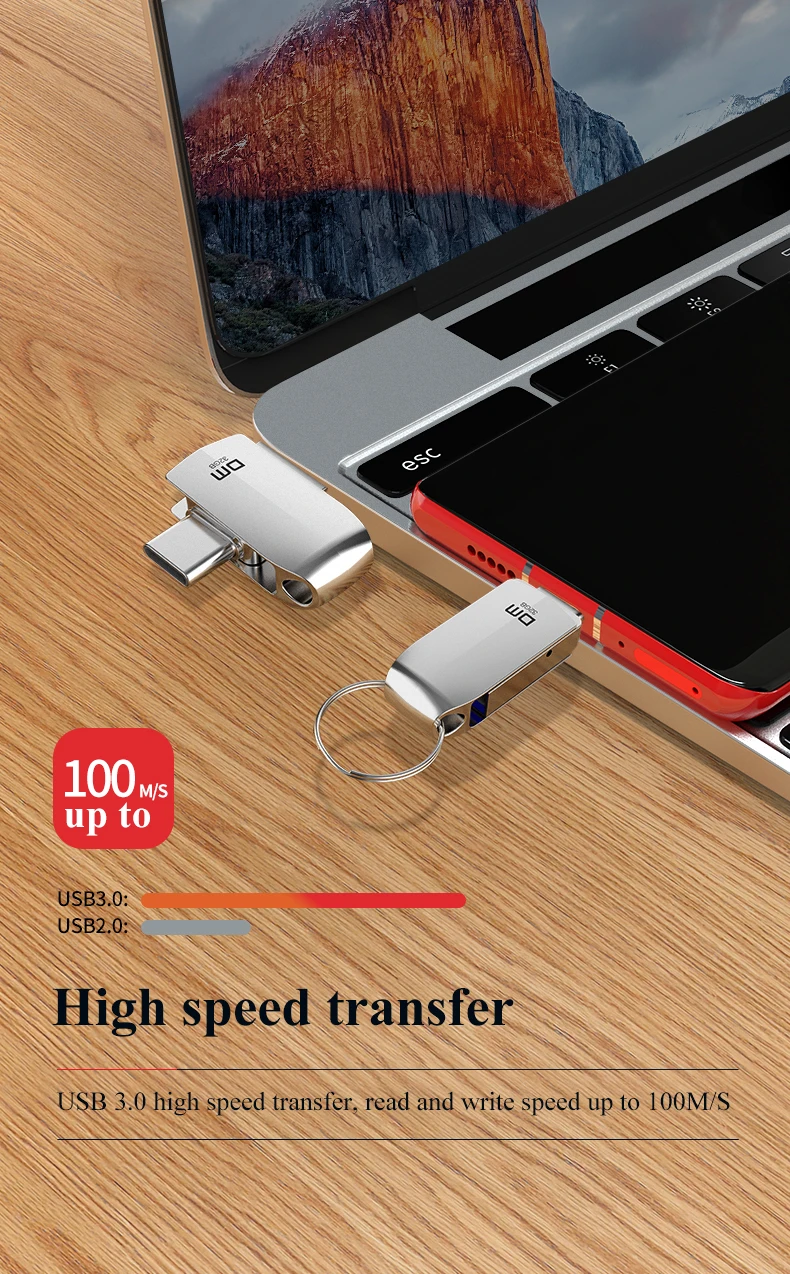 DM PD162 32GB 64GB 128GB USB-C Type-C OTG USB 3.0 Flash Drive Pen Drive Smart Phone Memory MINI Usb Stick