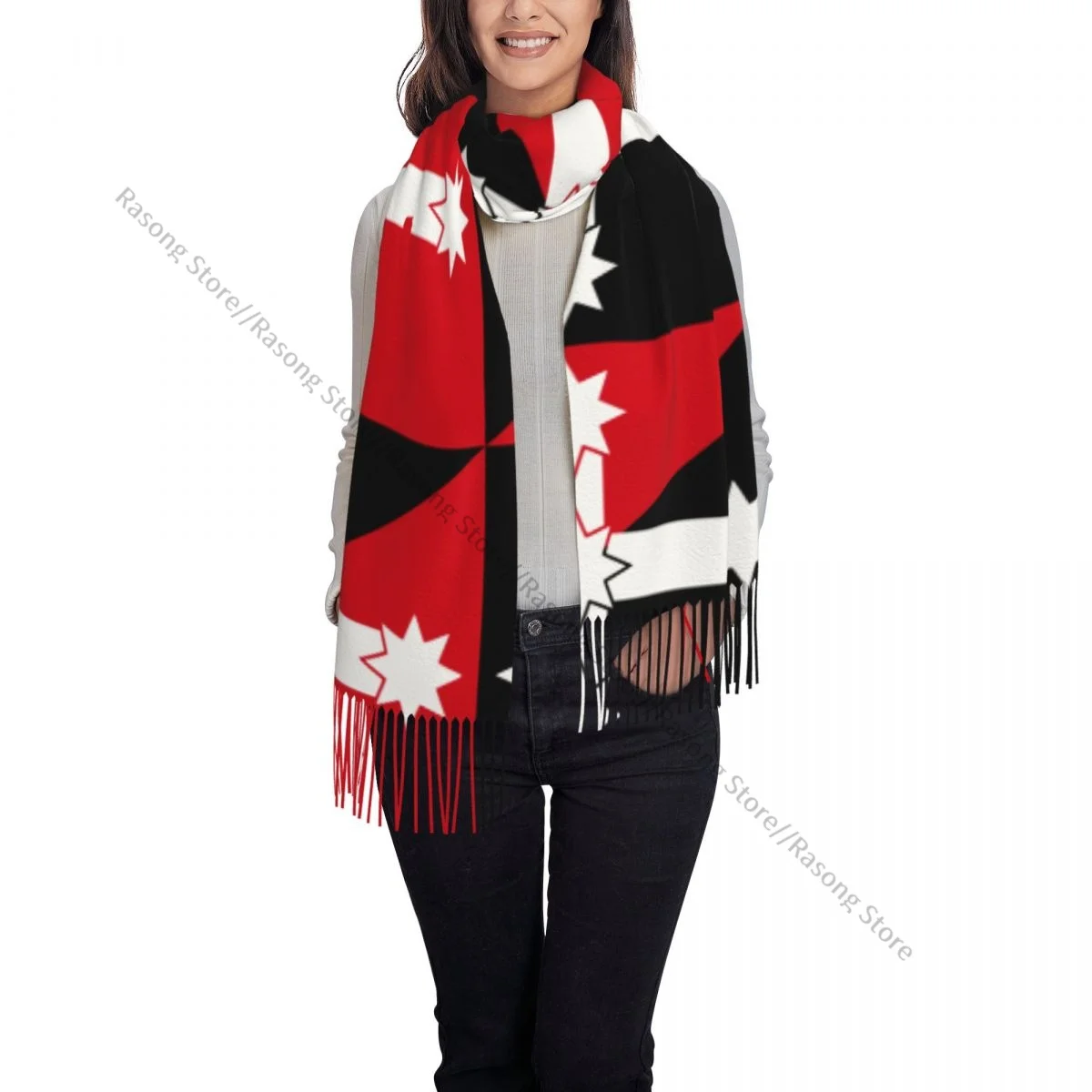 Anarchist Eureka Flag Scarf Winter Long Large Tassel Scarves Soft Wrap Pashmina