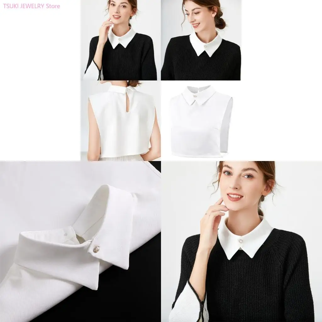 

62KE декоративный воротник с отложным воротником, удобный дизайн с искусственным воротником и высоким воротом для офисной одежды