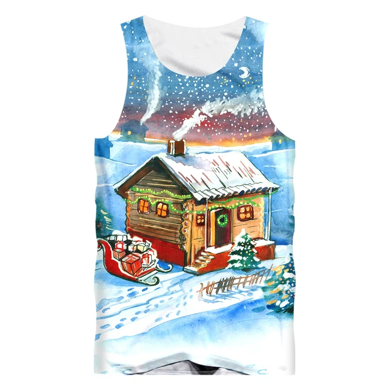 

Summer Man Lovely O-neck Tank Top 3D Printed Funny Christmas And Santa Claus 5XL 6XL Habiliment Men's Vest Sleeveless Tank Tops