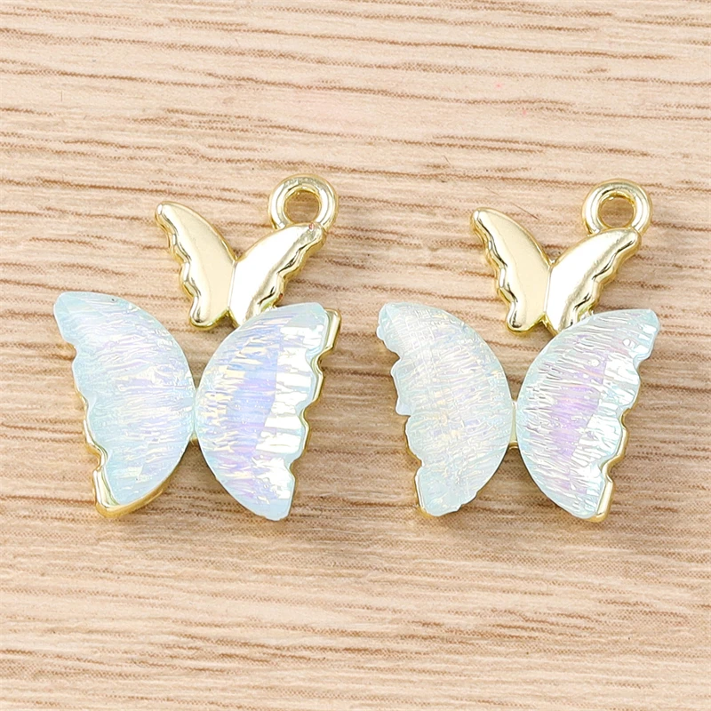 5 Stück 16 x 20 mm niedliche bunte Kristall-Anhänger mit fliegenden Schmetterlingen für die Schmuckherstellung, Ohrringe, Halsketten, DIY-Bastelzubehör – Detail 5