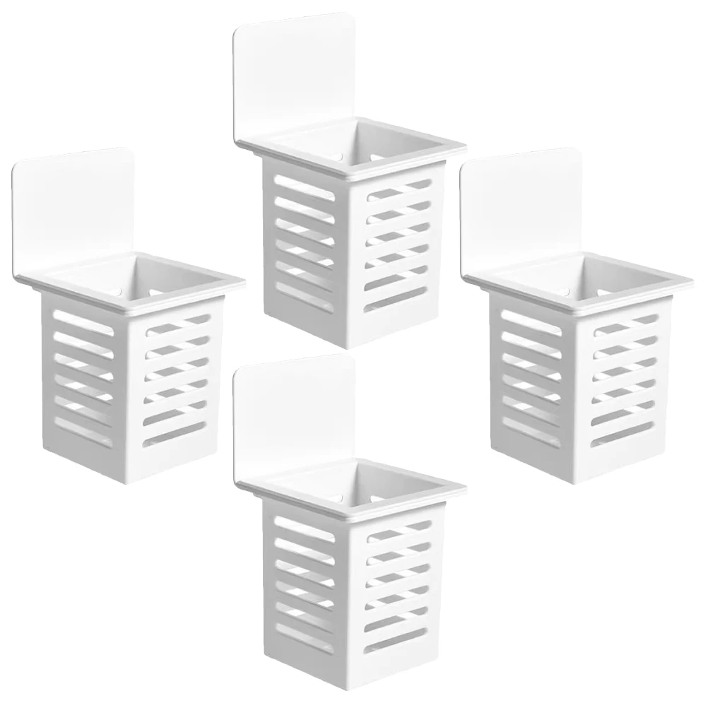 

4pcs Wall mounted Storage Rack White Nail free Drainage Shower ganizer Bathroom Shelves Kitchen Office Holder Toothbrush