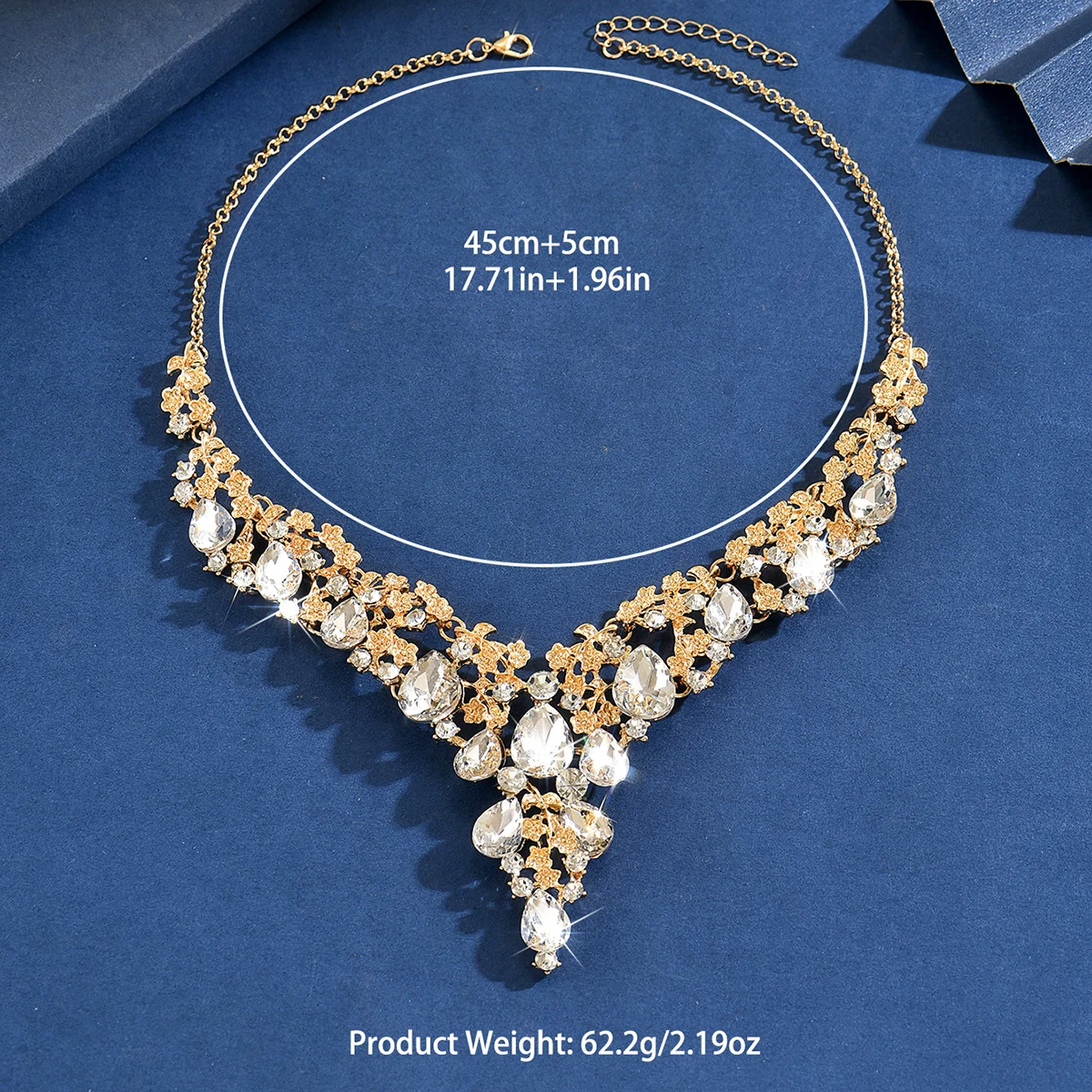1PC-Multicolor Zircon V‑Shape Teardrop Statement Necklace For Bridesmaid Bride Homecoming Prom Formal Dinner Party Neck Ornament