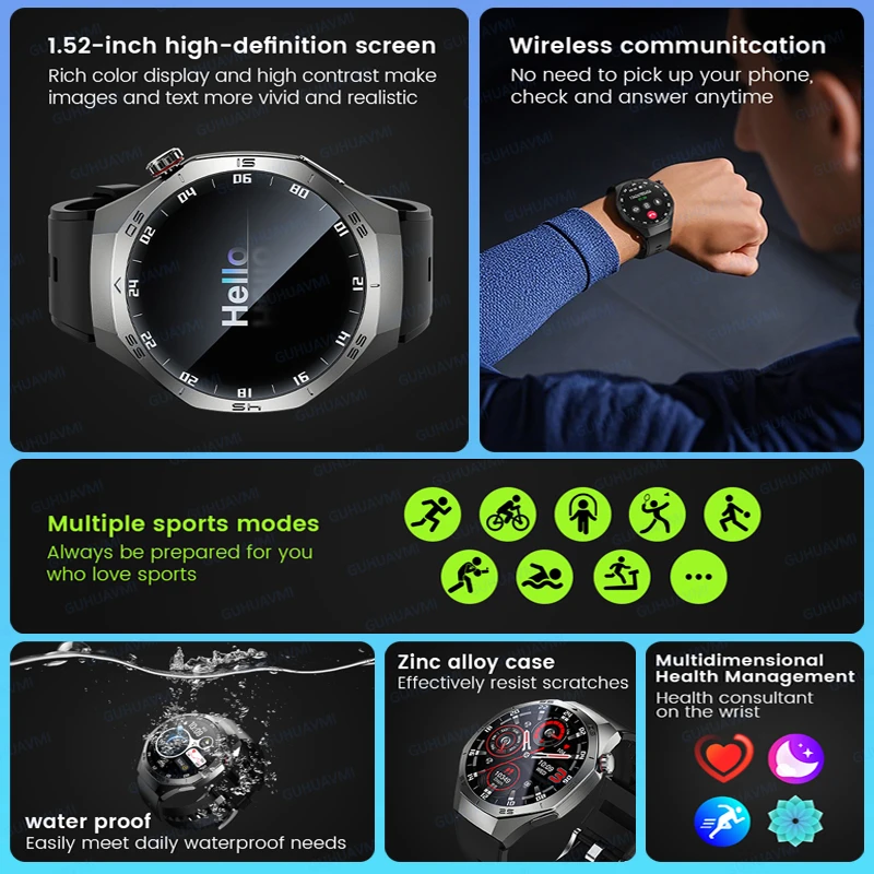 2025 موضة جديدة كلاسيكية 5 برو الرجال لتحديد المواقع SmartWatch AMOLED عرض HD دعوة معدل ضربات القلب IP68 مقاوم للماء ساعة اللياقة البدنية سوار ذكي