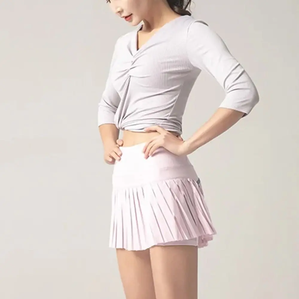 

High Waist Summer Sport Skirt Double Layer Anti-flash Women Golf Athletic Skirts with Pocket Comfortable