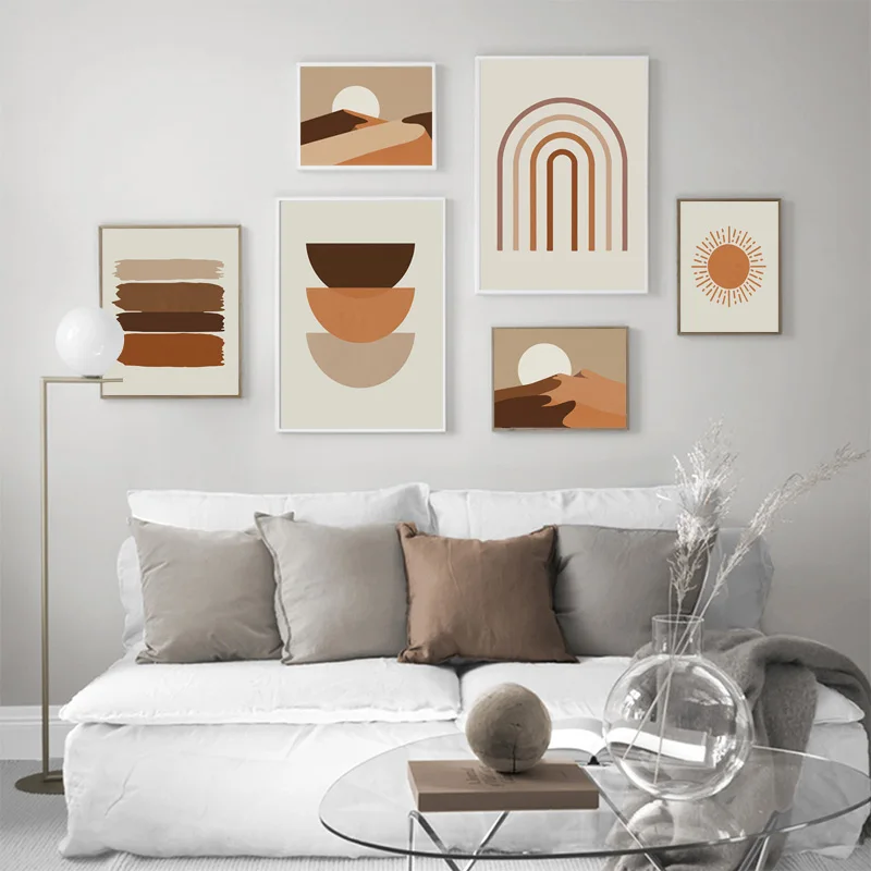 

Canvas Posters Modern Abstract Morandi Desert Geometry Moon Wall Art Painting Decorative Picture For Living Room Decor Print