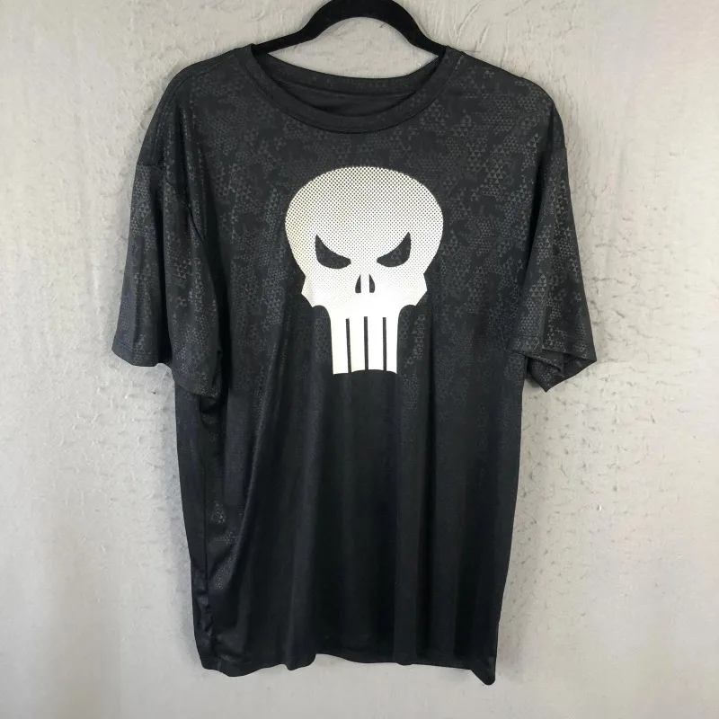 

Черная мужская толстовка Marvel Punisher с коротким рукавом и логотипом в виде черепа