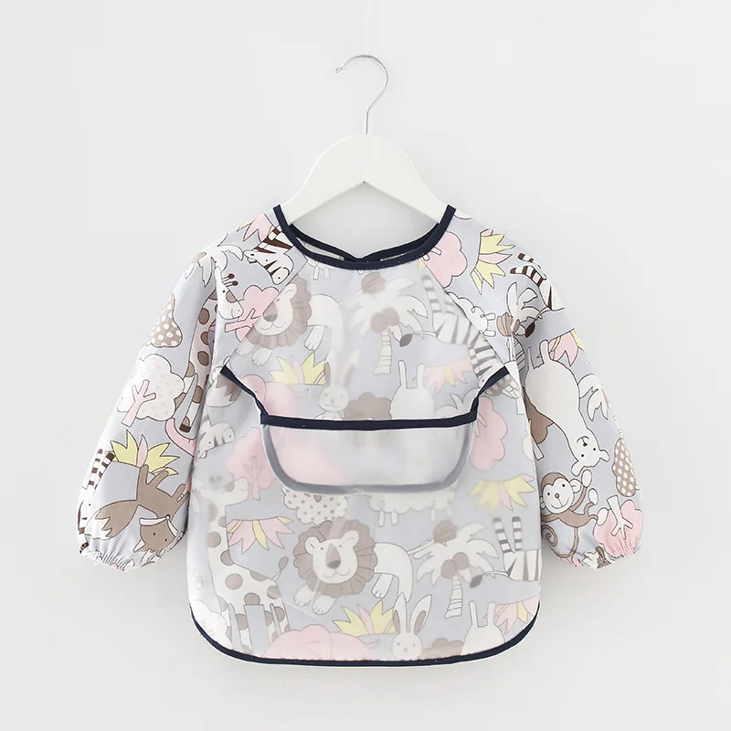 Baby Bibs Cloth Waterproof Dining Clothes Long Sleeve Apron Children Feeding Smock Burp Reverse Dressing Painting Protect