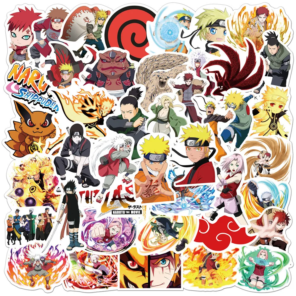 50PCS/100PCS Naruto Anime Cartoon Sticker Phone Case Laptop Ledger Suitcase DIY Decorative Waterproof Stickers Kid Toy Gift