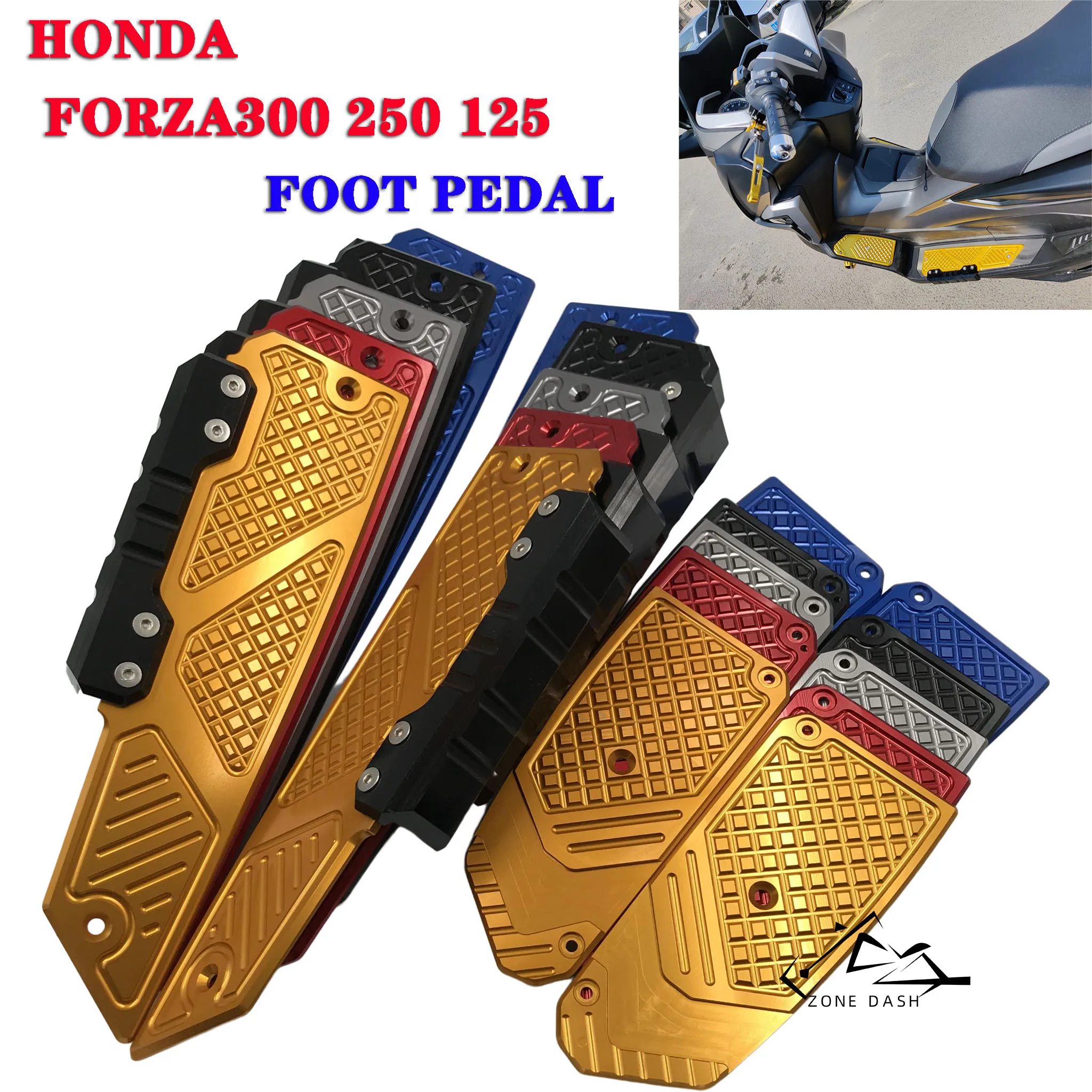 Motorcycle Footboard Steps Footrest Foot Pad Pedal Footrests Pads For Honda Forza300 FORZA 300 Forza 125 Forza 250  2017 - 2023