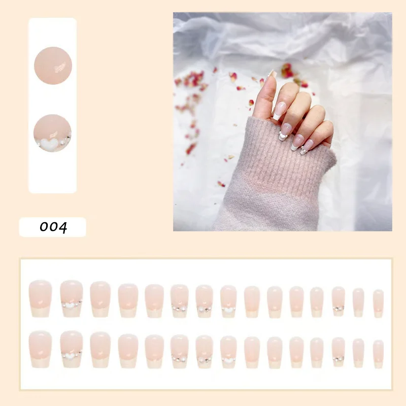 

White French Press on Nails 3D Bowknot Fake Nails Tips Full Cover Wearable False Nails for Women and Girls DIY Manicure 24Pcs