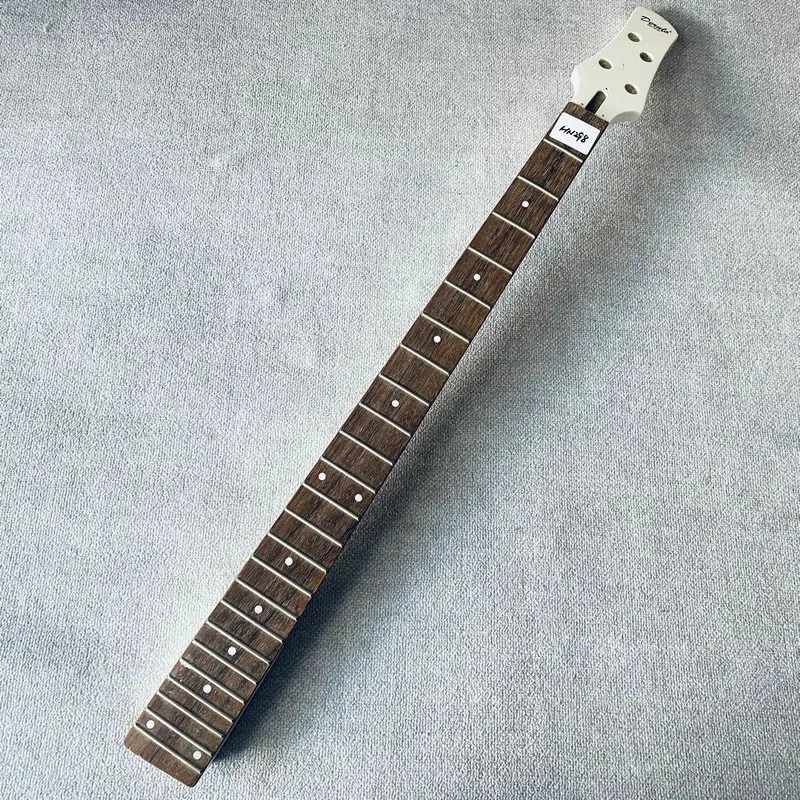 HN298 4 String Electric Bass Neck Unfinished Version White Color Maple with Rosewood 24 Frets Surface Damages Cracks for DIY