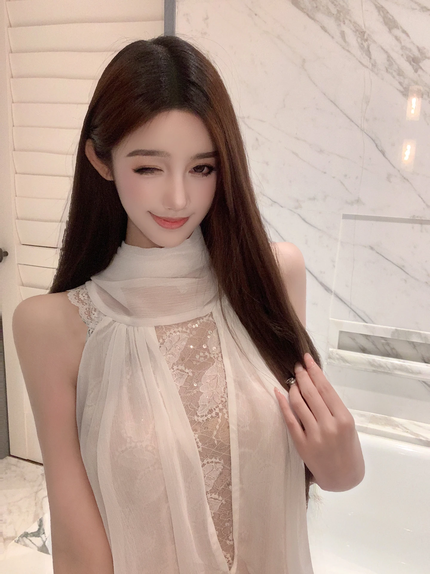 

Блузка женская летняя Luna White Lace с вырезом на шее, элегантная, в стиле феи, свободного кроя, из шифона