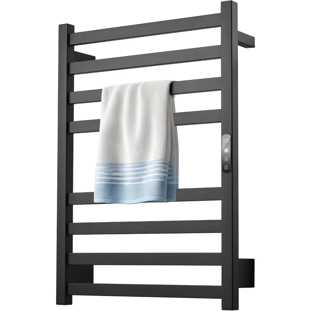 

Towel Warmer Matte Black Heated Towel Rack for Bathroom Wall Mounted Electric Towel Dryer Rack with Temperature Control and 24 T