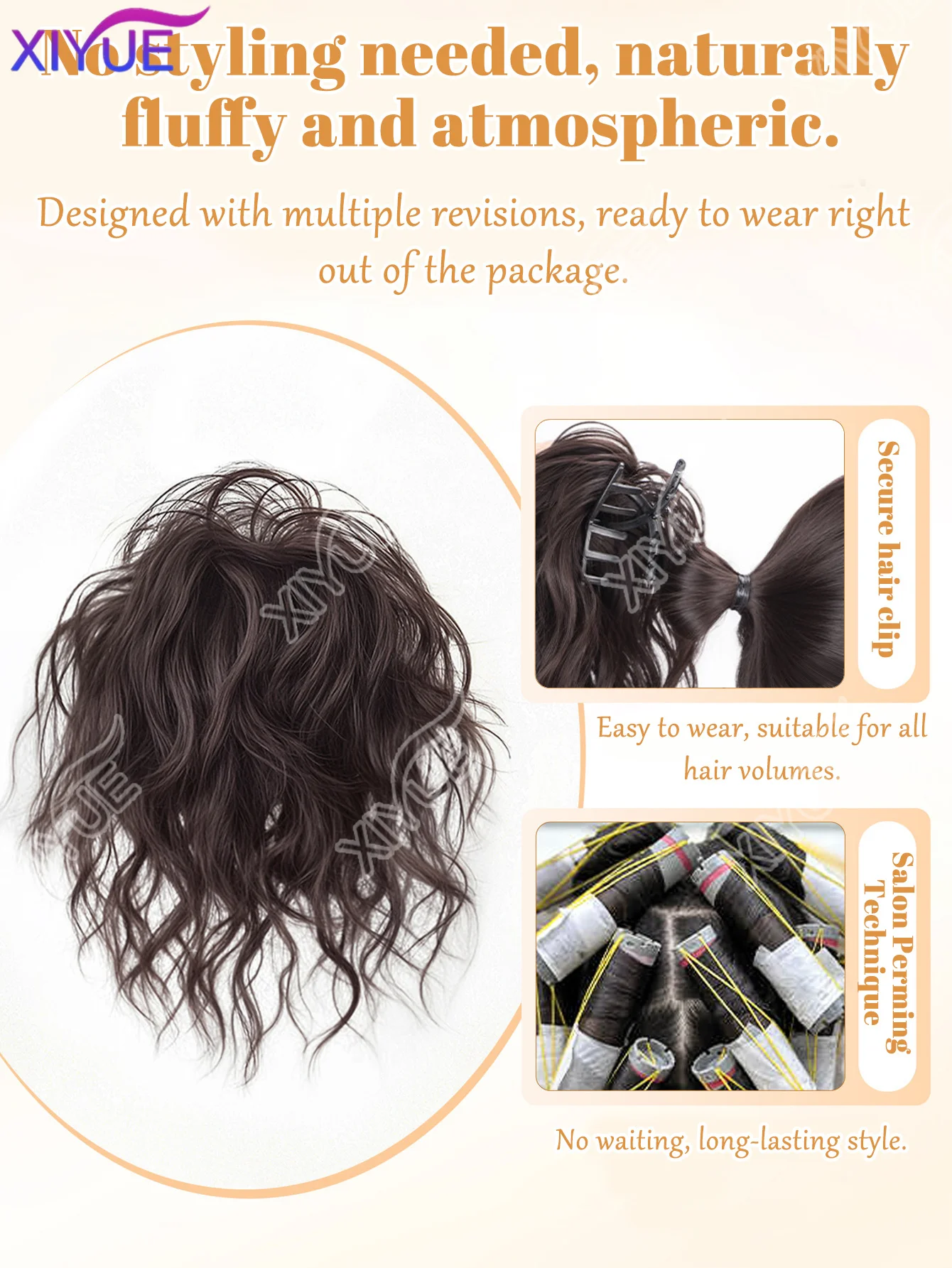 XIYUE Synthetic Curly Hair Bun Extensions Wig Wavy Curly Chignon Hair Bun with Rubber Band Fluffy Hairpiece for Women Daily