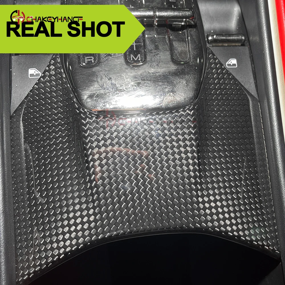2019‑2025 For Ferrari Roma Coupe Spider Real Carbon Fiber Center Console Gear Shift Trim Cover Stick‑on Car Interior Accessory