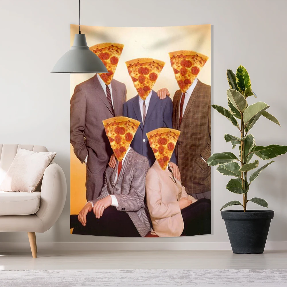 Funny pizza tapestry wall hanging decorative food store Art Deco gourmet aesthetic Camping or bedroom background cloth