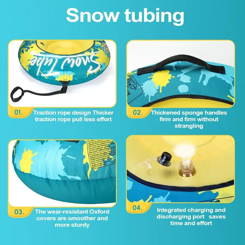 Snow Tubes For Sledding Inflatable Winter Sled Tube Thickened Snow Ski Tube Winter Outdoor Sports Sled Toys With Oxford Cover