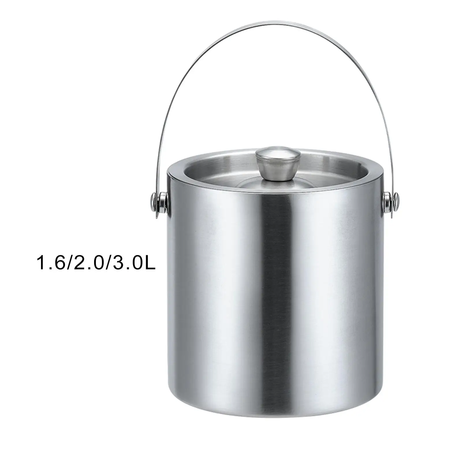 Stainless Steel Ice Bucket Double Walled Beverage Tub Comfortable Carry Handle for Champagne Cocktail Parties Chilling Beer