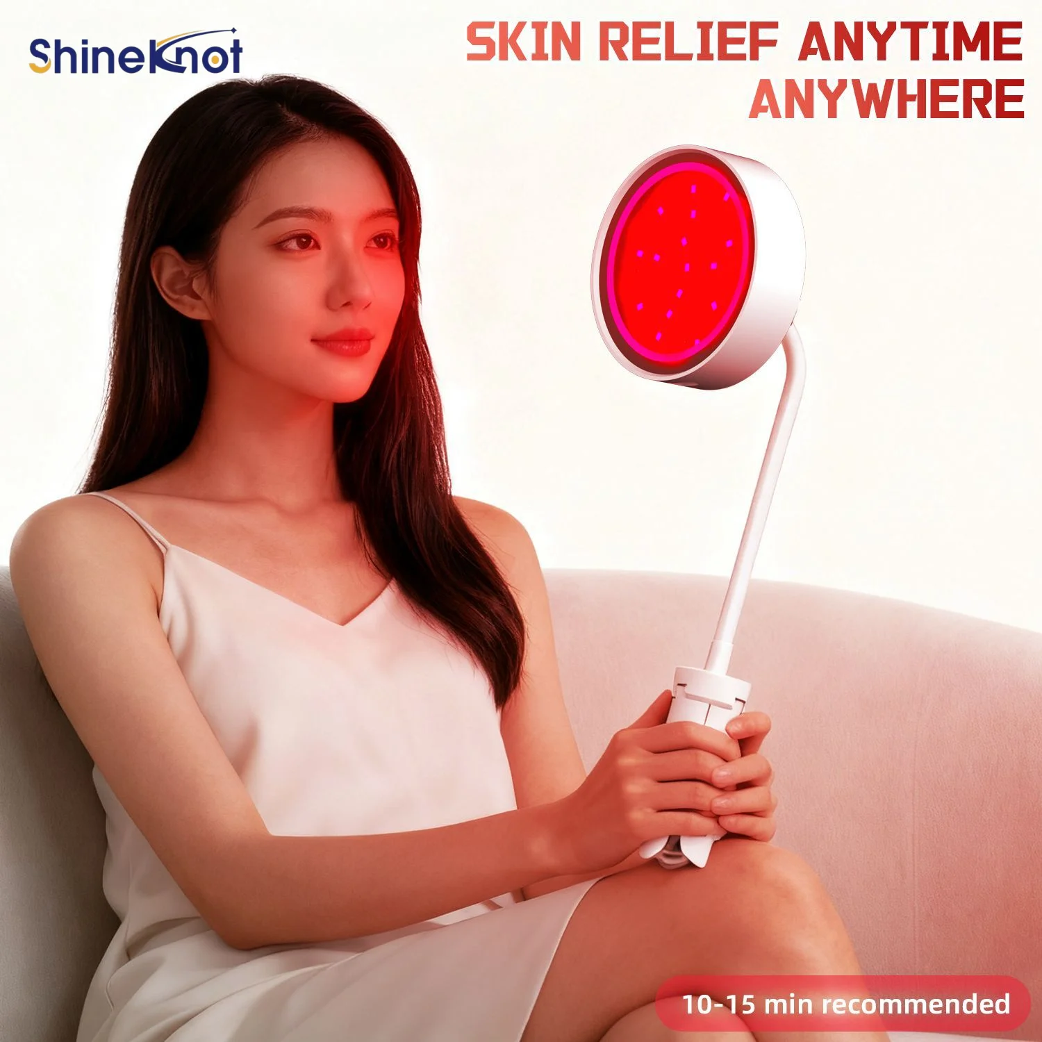 SHINEKNOT Skincare Lamp Desktop Tripod Red Light Infrared Therapy Lamp Timer Dimming Pulsing Functions Far-Infrared 660+850NM