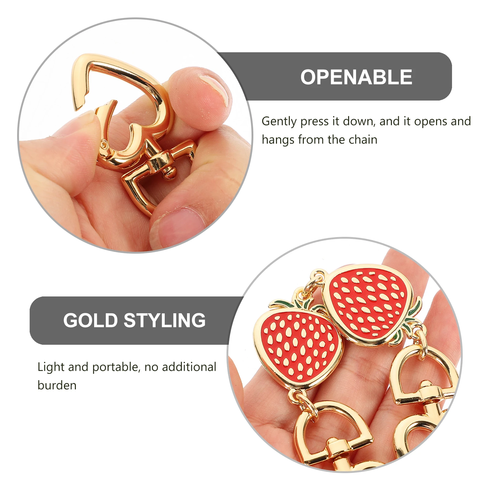 2pcs Accessories Purse Strap Extenders Red Strawberry Clutch Handle Lightweight Crossbody Bag Backpack Chain DIY Bag Chain