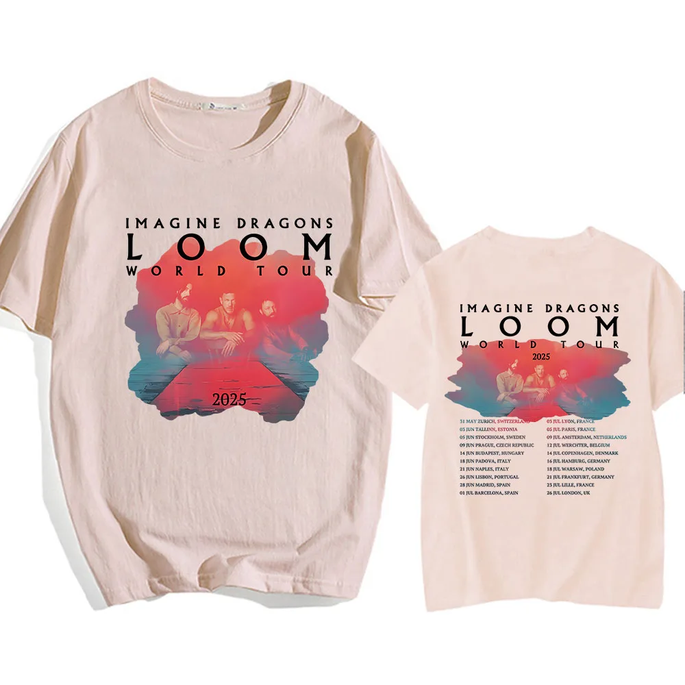 Imagine Dragons Loom Tour 2025 T-shirt à manches courtes coton hommes/femmes t-shirts de haute qualité doux unisexe Streetwear Hip Hop mode