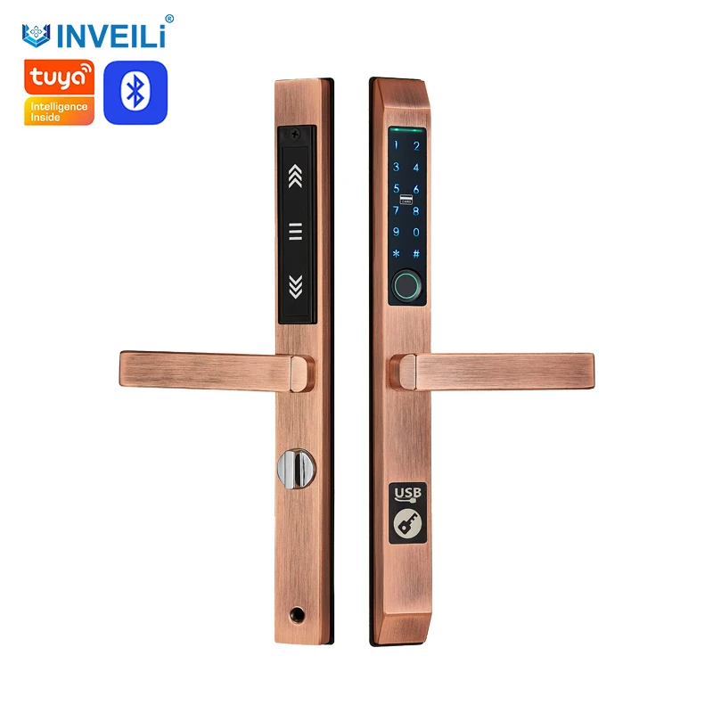 

INVEILI Remote Control Home Electronic Digital BLE Smart Fingerprint Door Lock with Tuya App