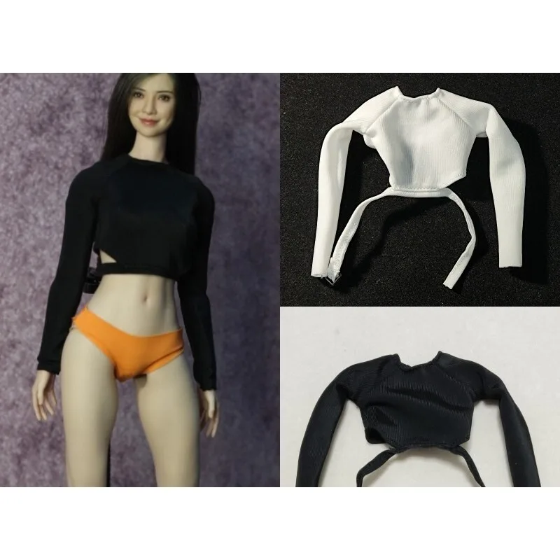 

1/6 Scale Female Hobbies Fashion Pure Color Tied T-shirt Clothing Model for 12inch Action Figure Body Decoration