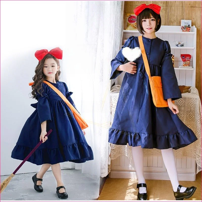 Vestido de Cosplay Qiqi de Bruxa Entregadora para o Dia das Crianças, Saia Lolita Adorável de Outono Inverno, Vestido Mágico ...
