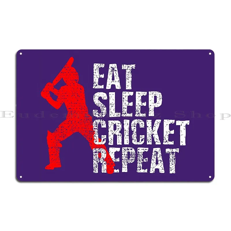 Cricket Sports Metal Sign Mural Kitchen Character Wall Decor Club Tin Sign Poster