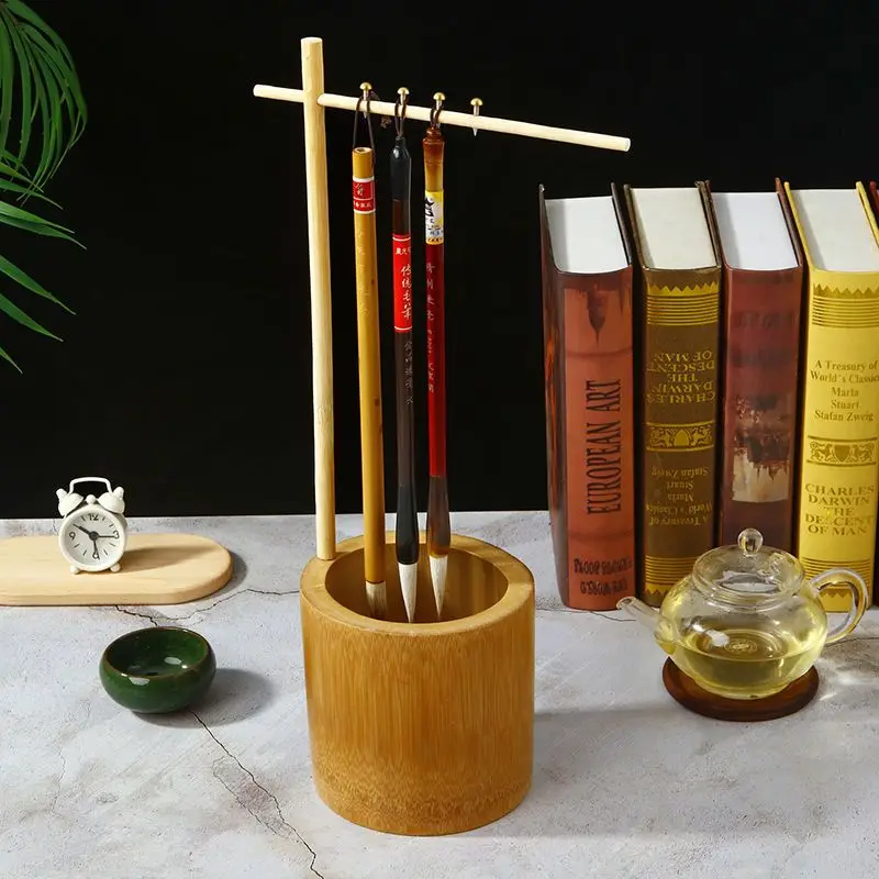 Vintage bamboo pen hanging brush rack calligraphy hanging brush drying pen rack simple study four treasures