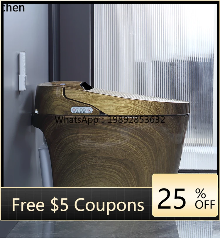 

new wood grain smart toilet integrated automatic no water pressure electric voice toilet