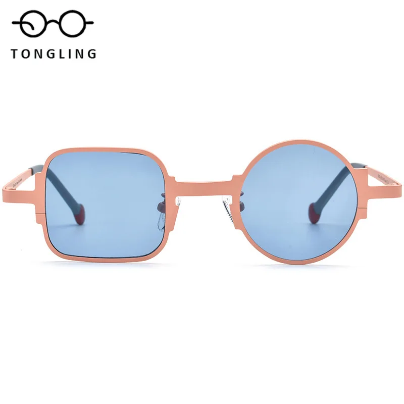 High-Quality Man Color Pure Titanium Square Handcrafted Glasses-Women Personalized One-Sided One-Round Fashion Driving Sunglass