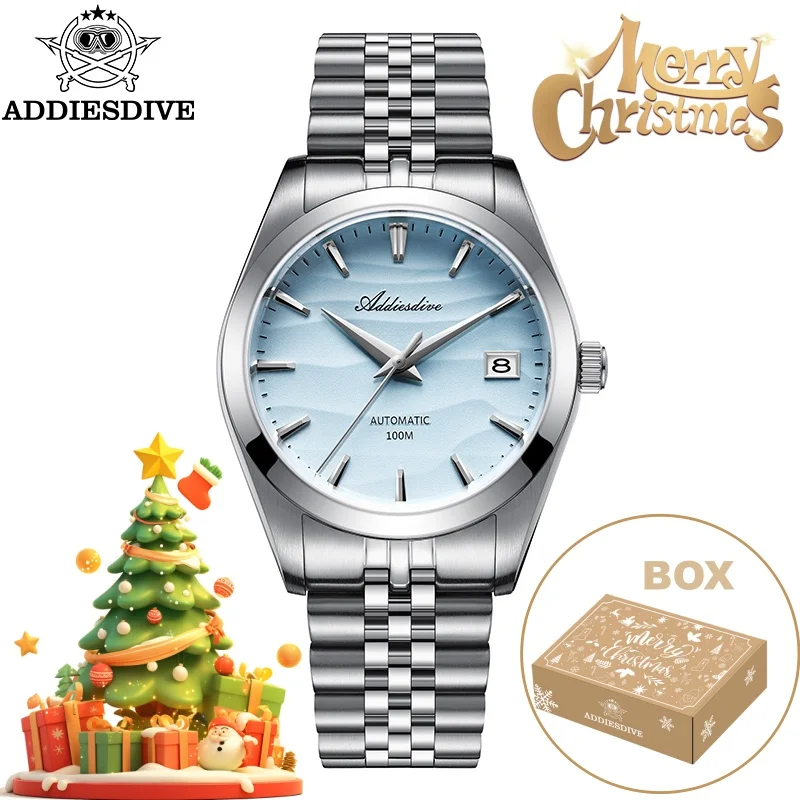 

ADDIESDIVE 39mm Men Watches Christmas Gift 316L Stainless Steel Desert Texture 10Bar Diver Date Automatic Mechanical Watches