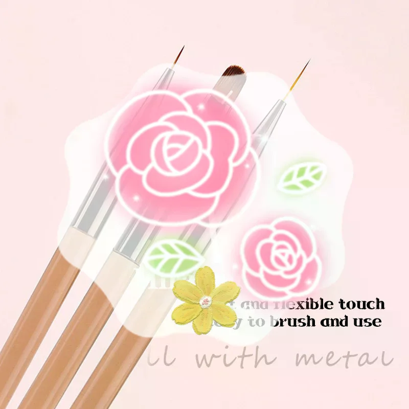 3 Pcs Manicure Brushes Dual Use Gel Gradient Brush Ultra Thin Line Drawing Pen Dual End Nail Art Design Painting Tools