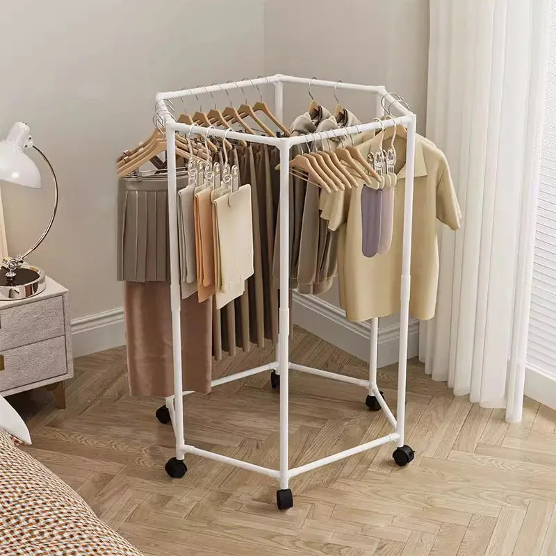 Hexagonal removable floor clothes hanging clothes bedroom household
