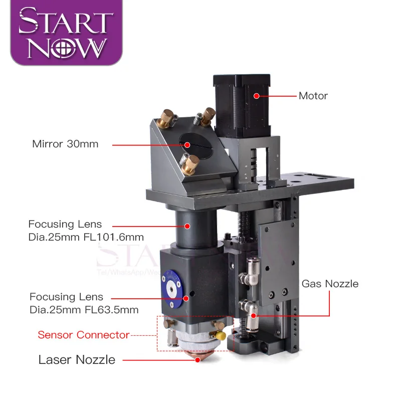 Startnow CO2 Laser Mixed Cutting Head For 150-500W Metal Non-metal Mixture Machine Laser Head