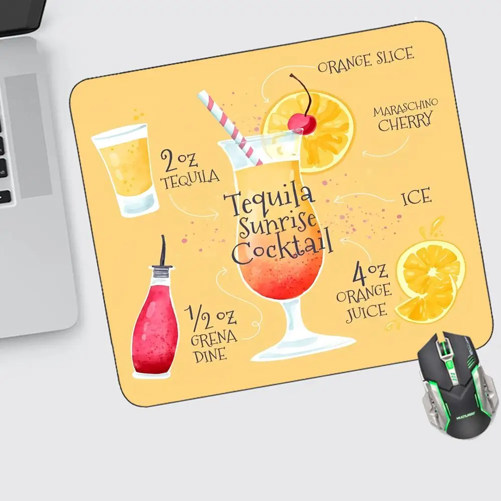 

Tequila Sunrise C-Cocktail Mouse Pad Small Gaming Accessories Keyboard Computer Offices Desk Mat Pc Gamer Non-slip Rubber Mousep