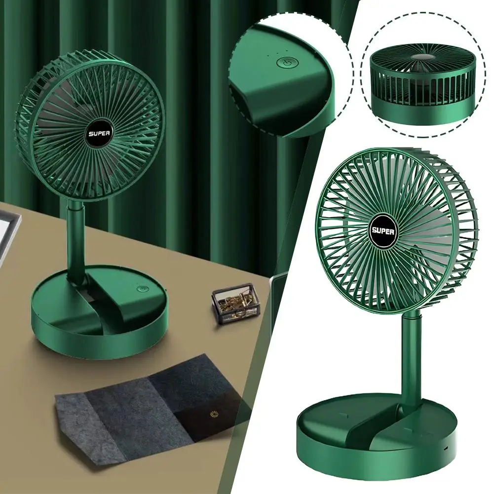 USB Rechargeable Mini Fan Height Folding Telescopic Fan Electric Stand Fan High Duration Mute Fan For Office Bedroom Cooler
