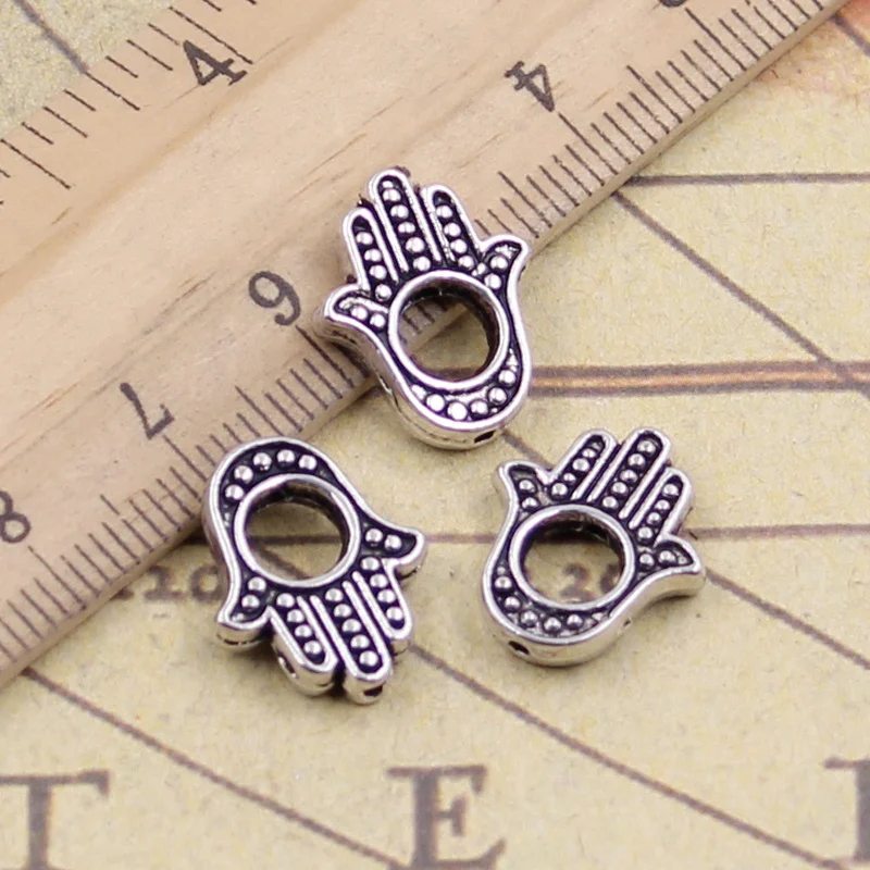 20pcs Charms Hamsa Palm Fatima Hand Bead 16x13mm Tibetan Bronze Silver Color Pendants Antique Jewelry Making DIY Handmade Craft