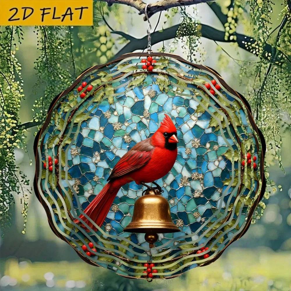 

Vintage Metal Bird Wind Chime Red Blue Gradient Home Decor Ornament Gift for Christmas Wedding Garden Patio 10 Inch